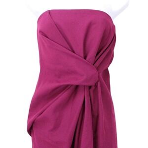 Zara Dress XS Magenta Pencil Sheath Strapless Tube Twist‎ Front Side Slit Midi